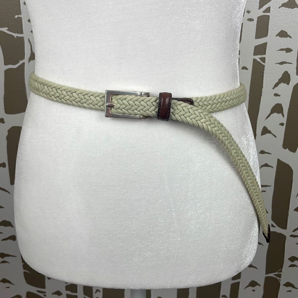 Vintage 1997 Liz Claiborne Braided Fabric Cord Light Green Belt